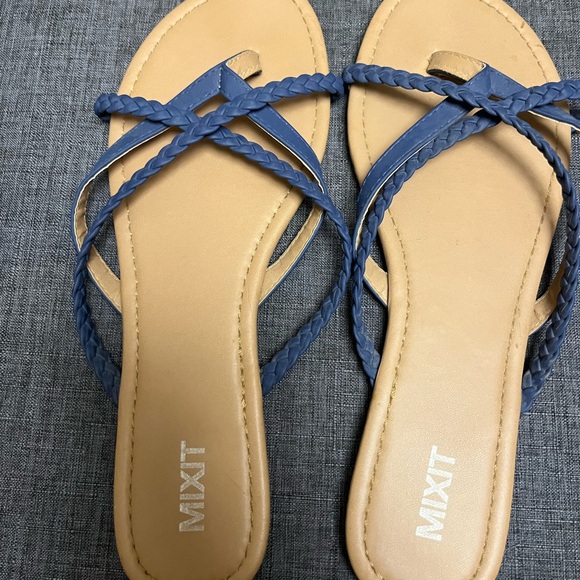 Mixit Women's Braided Blue and Tan Sandals - Picture 1 of 1